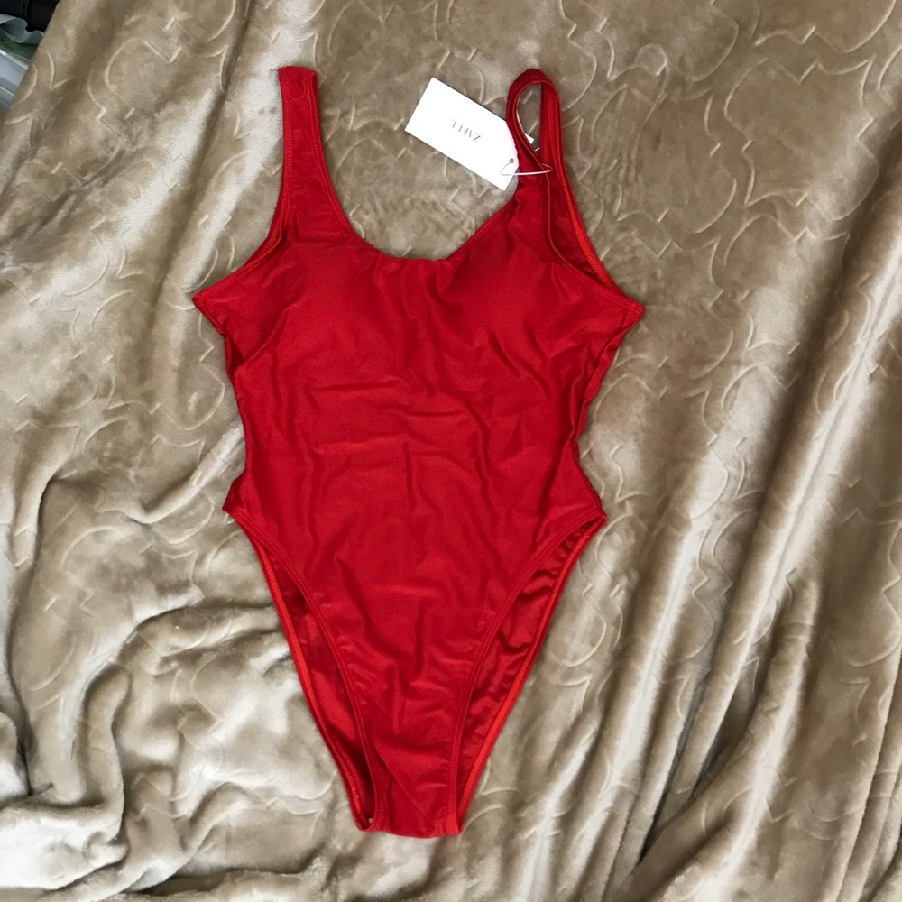 Baywatch looking one piece red leotard